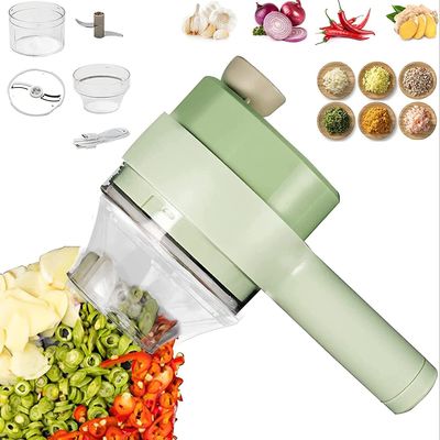 ABS PP PC Stainless Steel Kitchen Chopper Eropa Portable 4 in 1 Set Pemotong Sayuran