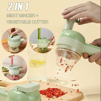 ABS PP PC Stainless Steel Kitchen Chopper Eropa Portable 4 in 1 Set Pemotong Sayuran