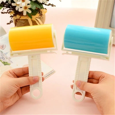 Blue Pet Hair Remover Lint Roller dengan lembaran lengket yang dapat digunakan kembali dan penutup yang bisa dicuci