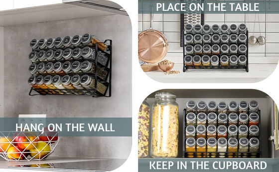 4 Lapisan Wire Iron Mesh Spice Jar Rack untuk Organisasi Dapur Rack Ukuran 30*9.8*23.3cm