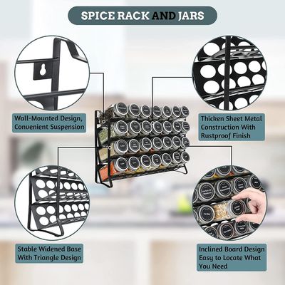 4 Lapisan Wire Iron Mesh Spice Jar Rack untuk Organisasi Dapur Rack Ukuran 30*9.8*23.3cm