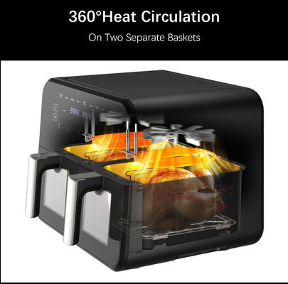 9L Touch Screen Double Air Fryer Listrik Deep Fryer Smart Rack Tanpa Minyak Rumah Tangga