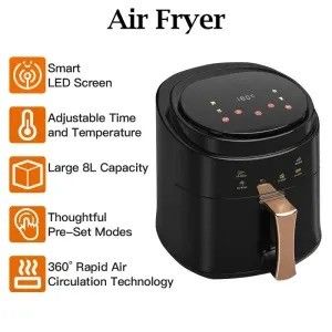 8L 1400W Smart Touch Screen Custom Oil Free Electric Deep Fryer Hot Air Fryer Cocok