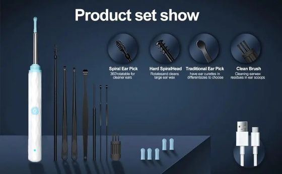 Home Cleaning Ear Wax Removal Kit dengan 1296P Otoscope Ear Cleaner Camera dan Light