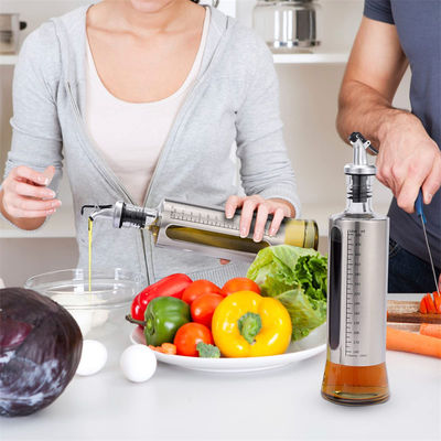Stainless Steel Double Glass Bumbu Container Dapur Botol Semprot Minyak Zaitun dengan Skala