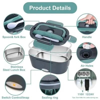Mobil Truk Kantor Makanan Pemanas Pemanas Portable Lunch Box listrik dengan kantong isolasi
