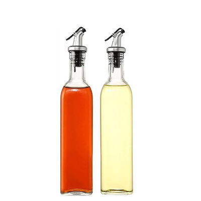 Square Kalsium Na Kaca Cuka Botol Dispenser Minyak Zaitun dengan Nozzle