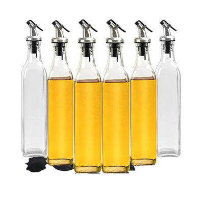 Square Kalsium Na Kaca Cuka Botol Dispenser Minyak Zaitun dengan Nozzle
