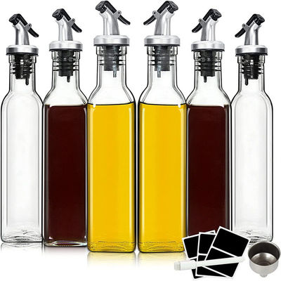 Square Kalsium Na Kaca Cuka Botol Dispenser Minyak Zaitun dengan Nozzle