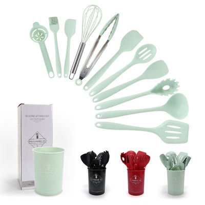 Set Spatula Silikon Dapur dengan Ember Penyimpanan 12 Bagian Baking Cookware Non-Stick Tools