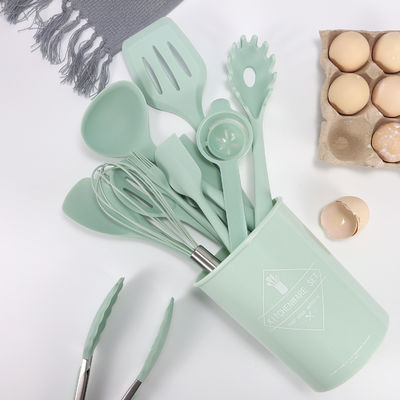 Set Spatula Silikon Dapur dengan Ember Penyimpanan 12 Bagian Baking Cookware Non-Stick Tools