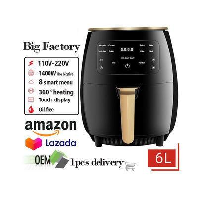 Customized 1400W 6L Kapasitas Multi-Fungsi Air Fryer Pot untuk Membuat Goreng Makanan
