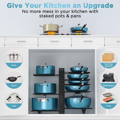 Pot dan Pan Organiser 8 Tier Rack dengan 3 Metode DIY
