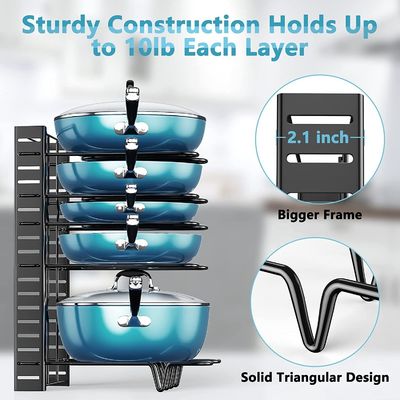 Pot dan Pan Organiser 8 Tier Rack dengan 3 Metode DIY