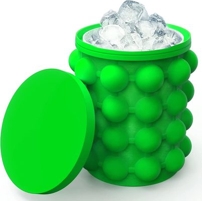 267 Gram Portable Silicone Half Round Space Saving Ice Bucket dengan Tutup Biru / Merah / Kuning