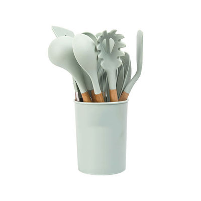 Set 18 Piece Green Silicone Cookware dengan Storage Bucket Non-Stick Spatula Termasuk