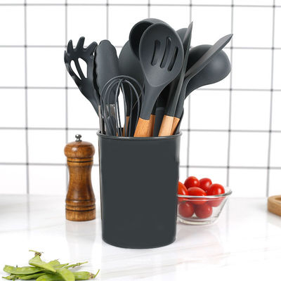 Set 18 Piece Green Silicone Cookware dengan Storage Bucket Non-Stick Spatula Termasuk