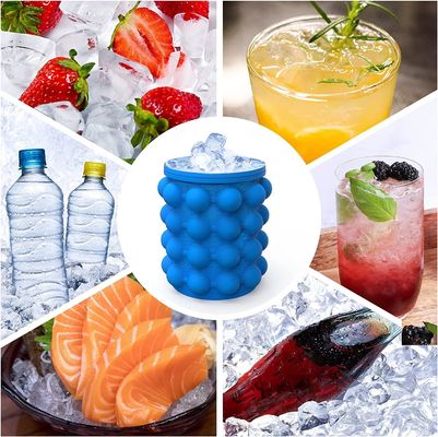 267 Gram Portable Silicone Half Round Space Saving Ice Bucket dengan Tutup Biru / Merah / Kuning