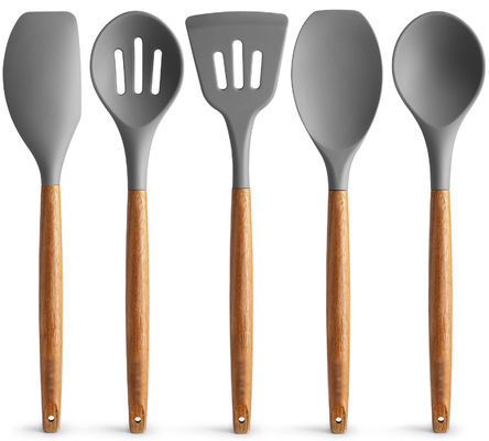 Set Peralatan Masak Suhu Tinggi untuk Dapur 5 Piece Non-Stick Silicone Spatula Spoon