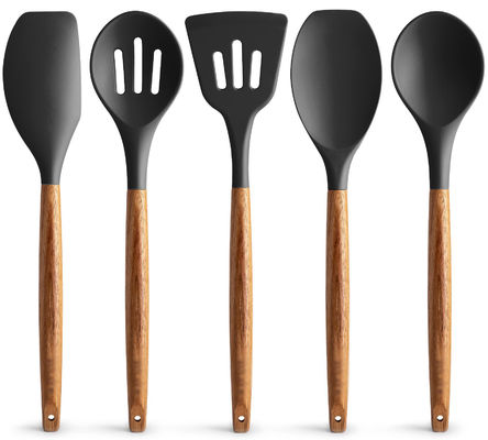 Set Peralatan Masak Suhu Tinggi untuk Dapur 5 Piece Non-Stick Silicone Spatula Spoon
