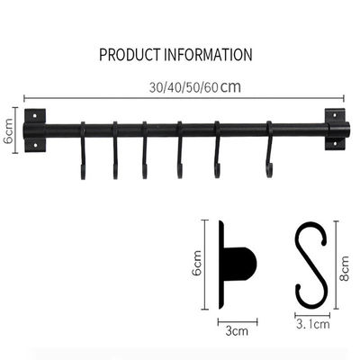 Novelty Hooks 30cm Metal Rod Non Perforated Spice Storage untuk peralatan dapur menggantung