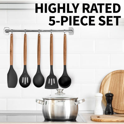 Set Peralatan Masak Suhu Tinggi untuk Dapur 5 Piece Non-Stick Silicone Spatula Spoon