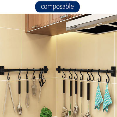 Novelty Hooks 30cm Metal Rod Non Perforated Spice Storage untuk peralatan dapur menggantung