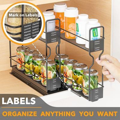 Customized Logo Dapur Bottle Bottle 2 Lapisan Slide Storage Rack untuk Home Cabinet