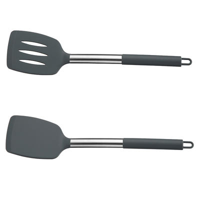 Spatula anti lengket dan sendok yang bocor dengan batang stainless steel