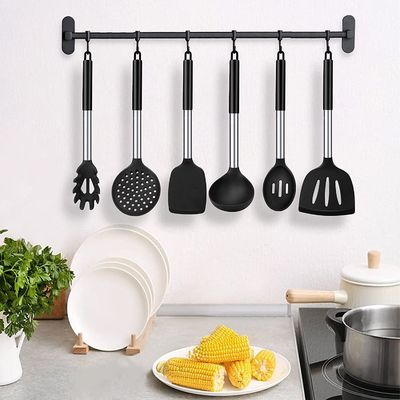 Spatula anti lengket dan sendok yang bocor dengan batang stainless steel