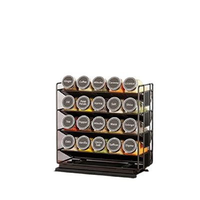 25.6*13*26cm Hitam dapur Sliding Rail rempah Rak Multi-layer Storage Iron Organizer