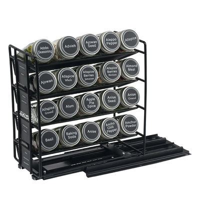 25.6*13*26cm Hitam dapur Sliding Rail rempah Rak Multi-layer Storage Iron Organizer