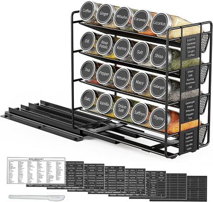 25.6*13*26cm Hitam dapur Sliding Rail rempah Rak Multi-layer Storage Iron Organizer