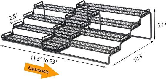 Makanan Besi Panggang Lacquer Spice Rack Organizer untuk Lemari 4 Tier Langkah Rak Pemegang