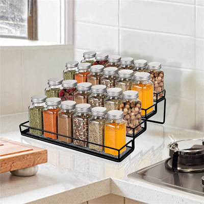 Makanan Besi Panggang Lacquer Spice Rack Organizer untuk Lemari 4 Tier Langkah Rak Pemegang