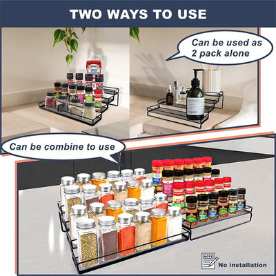 Makanan Besi Panggang Lacquer Spice Rack Organizer untuk Lemari 4 Tier Langkah Rak Pemegang