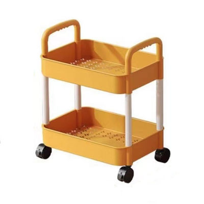 Desain fungsional Rak penyimpanan dua tingkat dengan roda untuk dapur kamar mandi dan kamar tidur