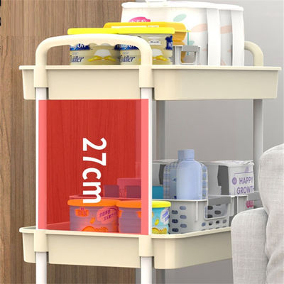 Desain fungsional Rak penyimpanan dua tingkat dengan roda untuk dapur kamar mandi dan kamar tidur