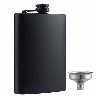 Flask anggur stainless steel yang ditutupi kulit untuk pria 8oz Outdoor Hip Flask Ukuran produk 93*122mm