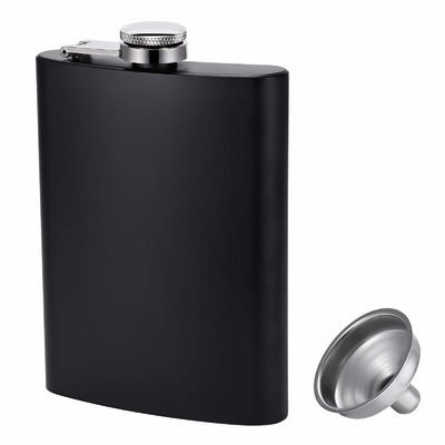 Flask anggur stainless steel yang ditutupi kulit untuk pria 8oz Outdoor Hip Flask Ukuran produk 93*122mm