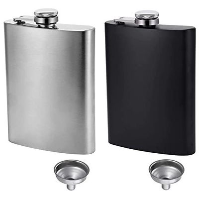 Flask anggur stainless steel yang ditutupi kulit untuk pria 8oz Outdoor Hip Flask Ukuran produk 93*122mm