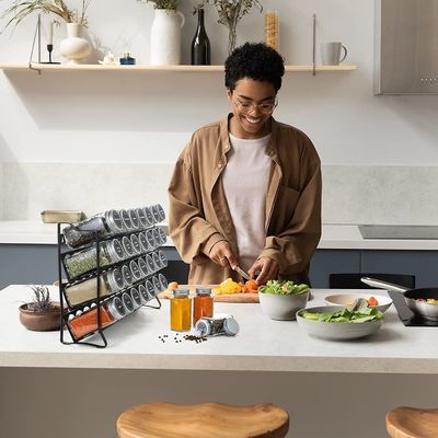 3-Tier Spice Rack Standing Type Metal Spice Bottle Organizer untuk Counter Dapur