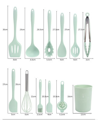 995G Silikon Gel Pakaian Dapur Set dengan pegangan kayu dan potongan lemari penyimpanan ember