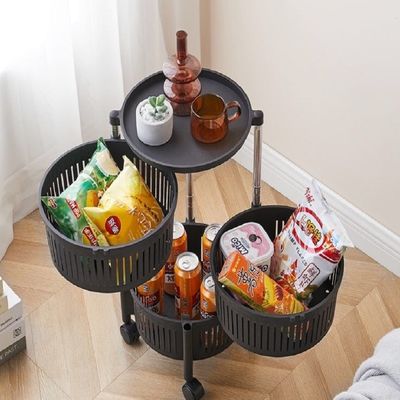 Standing Type 3 Layer Metal Round Pantry Penyimpanan dan Organisasi untuk Lemari Dapur