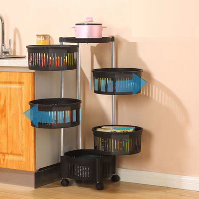 Standing Type 3 Layer Metal Round Pantry Penyimpanan dan Organisasi untuk Lemari Dapur