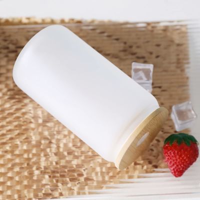 Natural Healthy 16oz Frosted Beer Glass dengan Tutup Bambu dan Jerami Hadiah Bar Ultimate