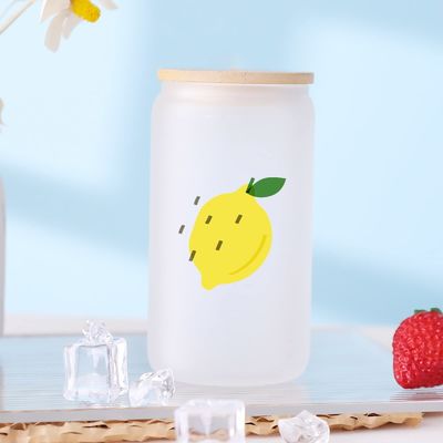 Natural Healthy 16oz Frosted Beer Glass dengan Tutup Bambu dan Jerami Hadiah Bar Ultimate