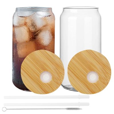 Natural Healthy 16oz Frosted Beer Glass dengan Tutup Bambu dan Jerami Hadiah Bar Ultimate