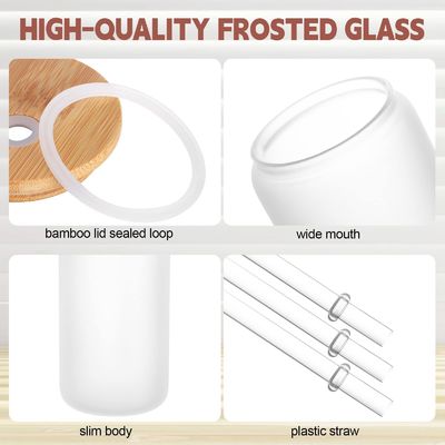 Natural Healthy 16oz Frosted Beer Glass dengan Tutup Bambu dan Jerami Hadiah Bar Ultimate