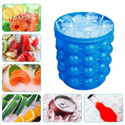 Custom Logo Portable Half Round Ice Chips Ice Bucket dengan Tutup Pub Occasion Biru dan Merah